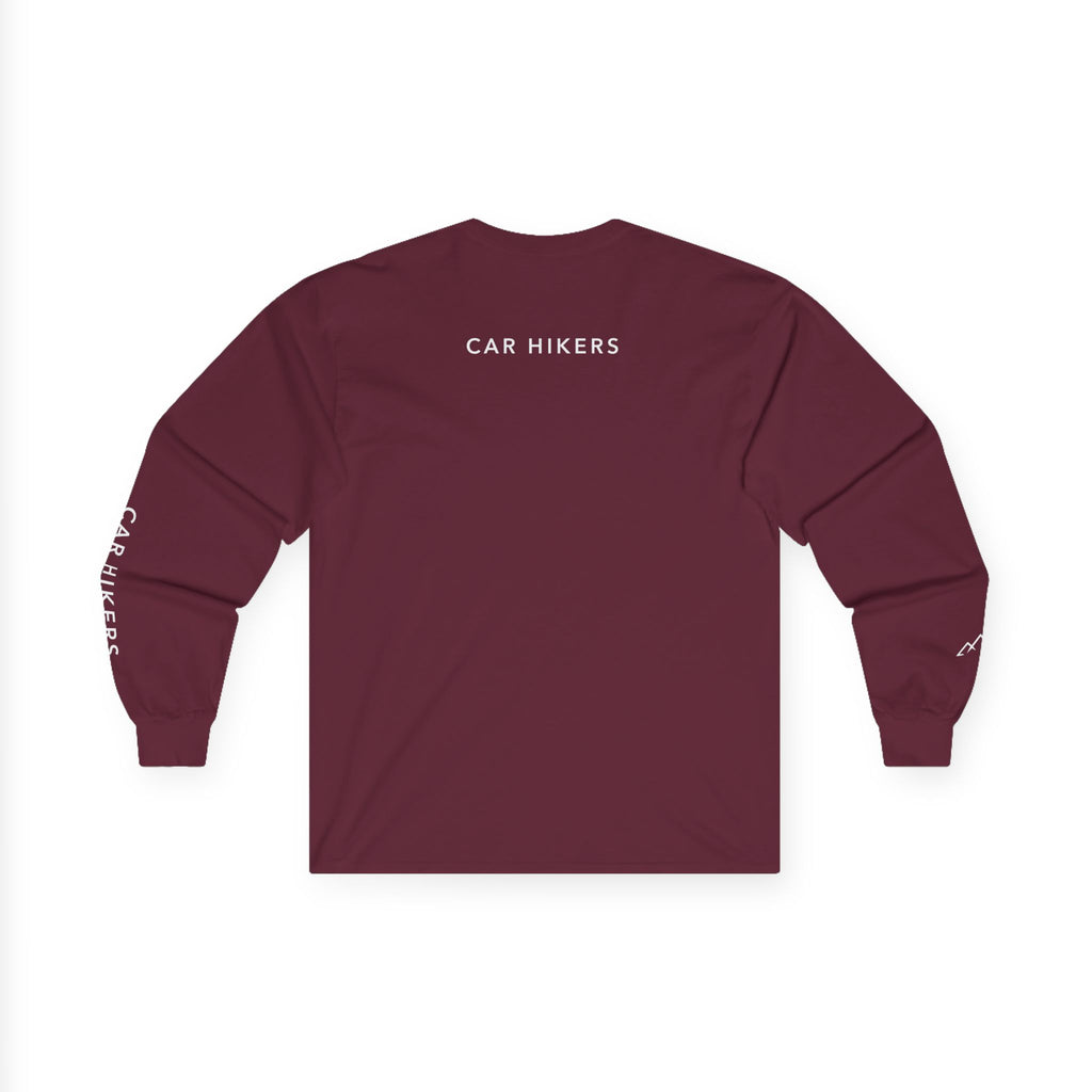 Long Sleeve Tee — Minimal Mountain 'Car Hikers' Cotton Shirt