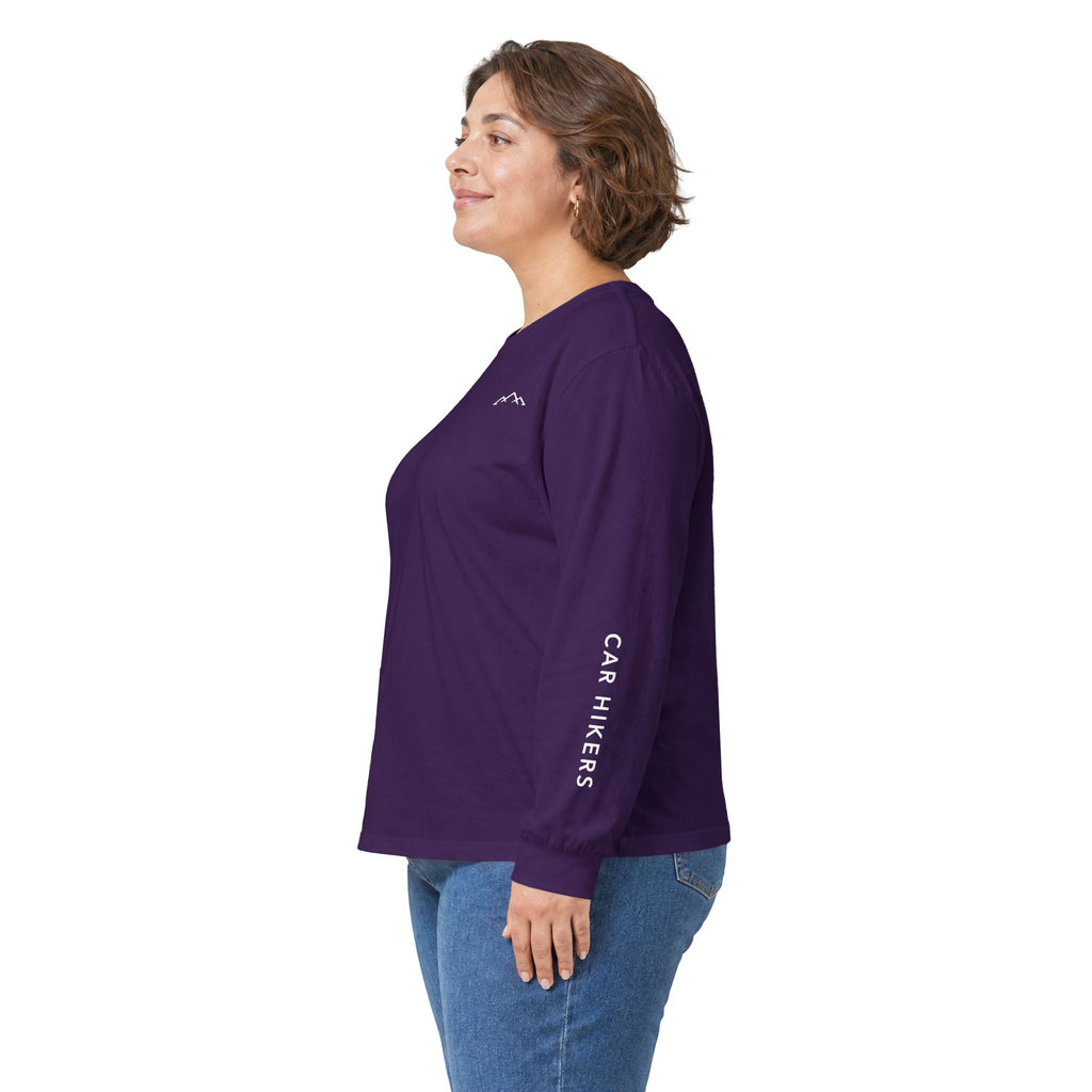 Long Sleeve Tee — Minimal Mountain 'Car Hikers' Cotton Shirt