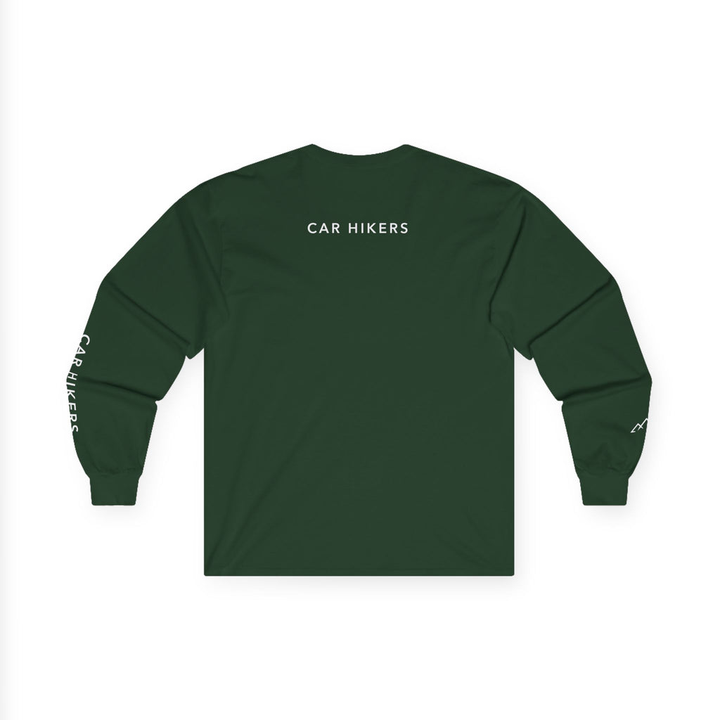 Long Sleeve Tee — Minimal Mountain 'Car Hikers' Cotton Shirt