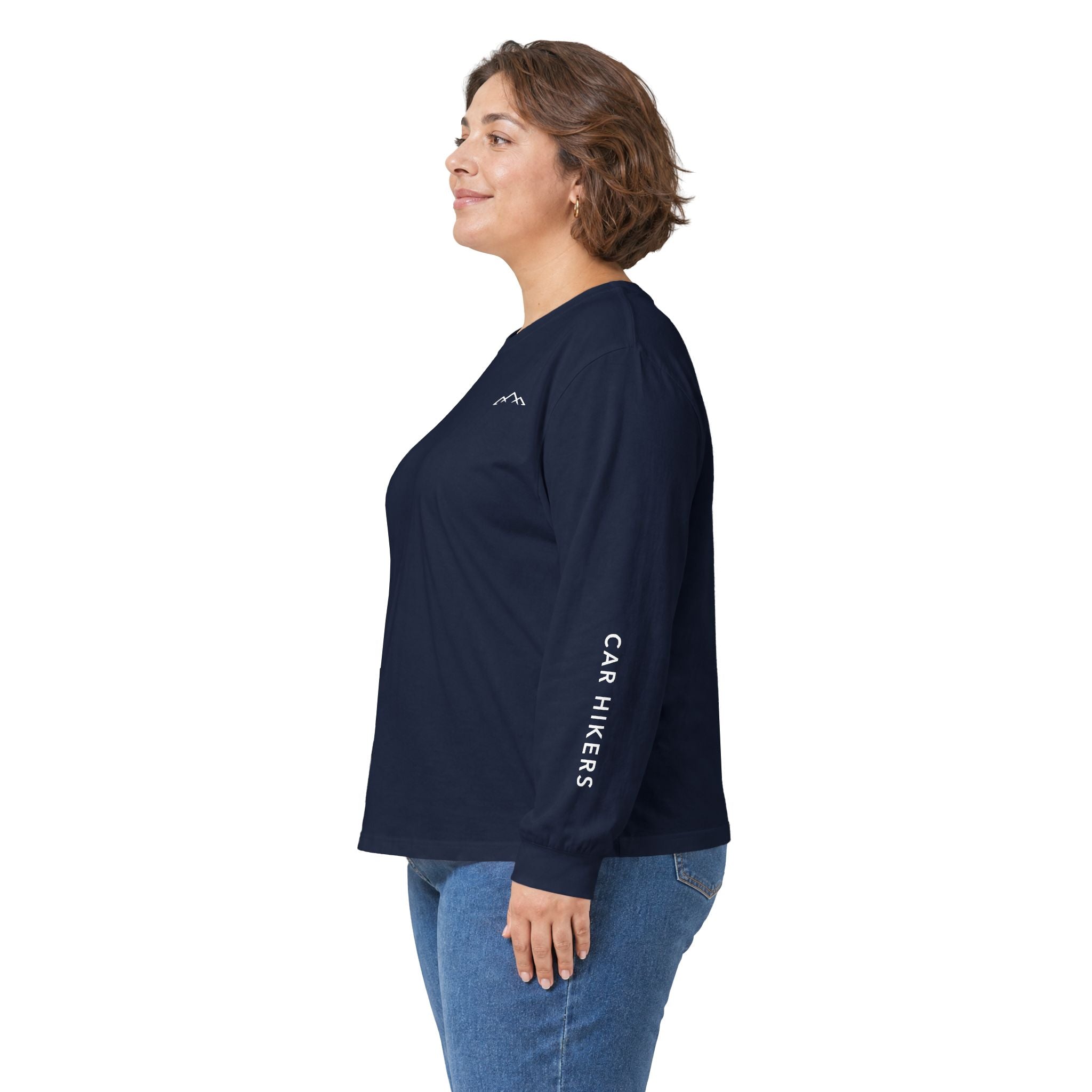 Long Sleeve Tee — Minimal Mountain 'Car Hikers' Cotton Shirt