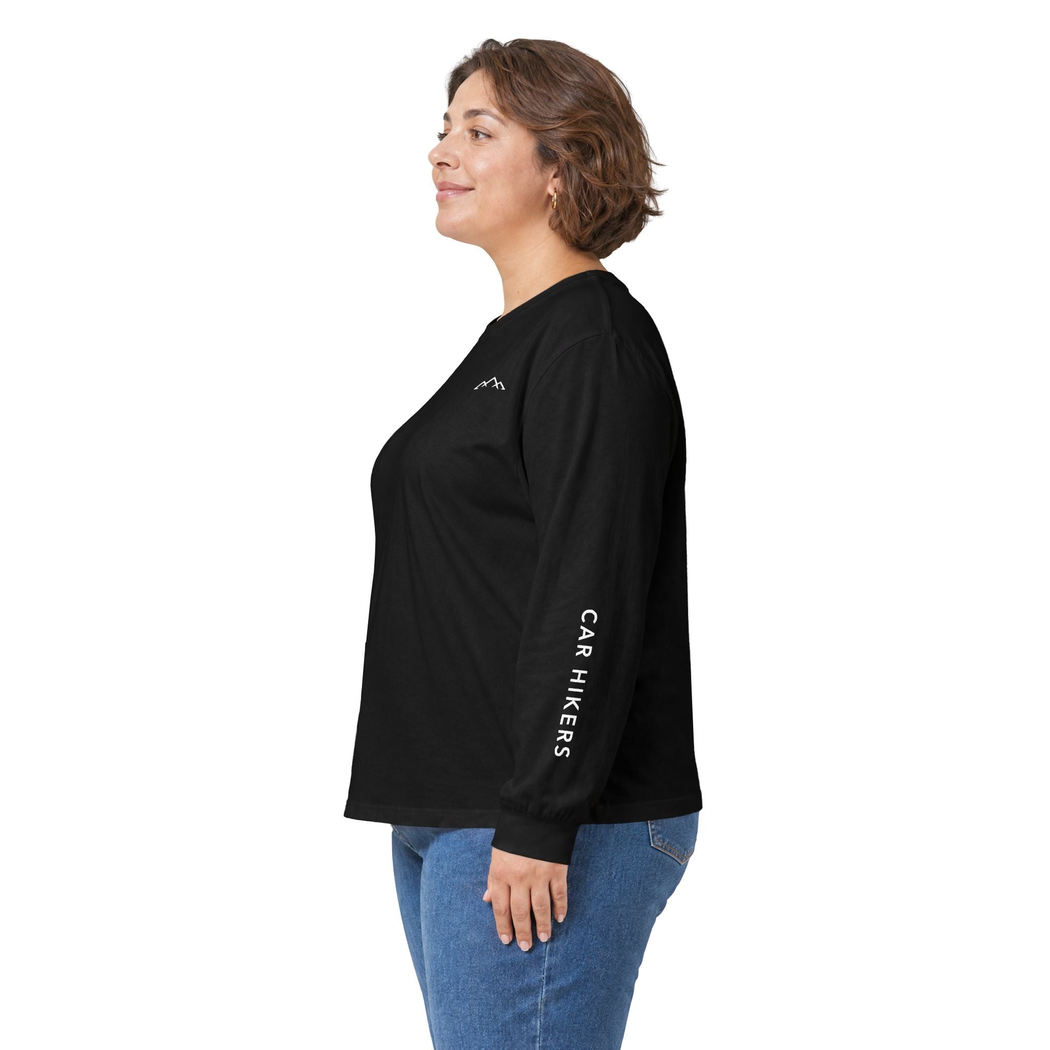 Long Sleeve Tee — Minimal Mountain 'Car Hikers' Cotton Shirt