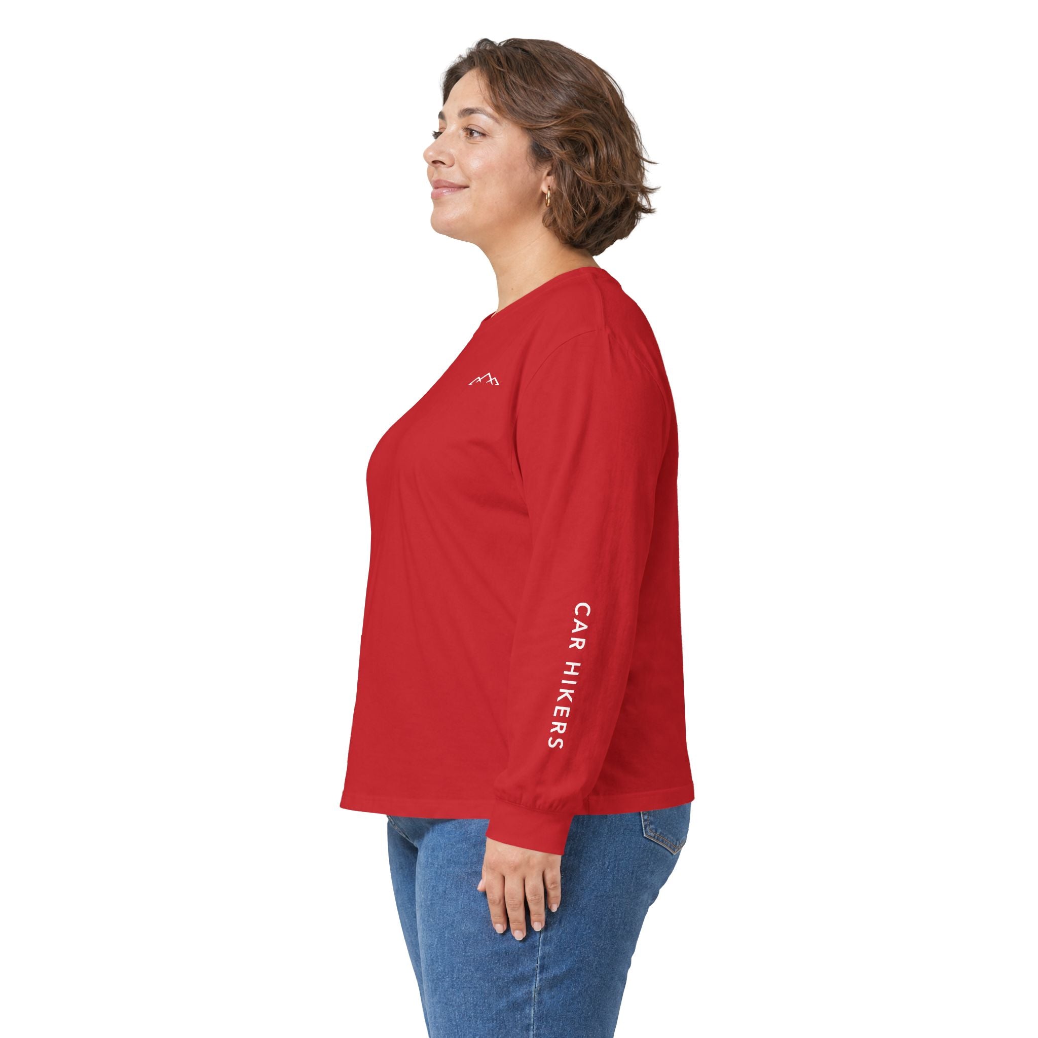 Long Sleeve Tee — Minimal Mountain 'Car Hikers' Cotton Shirt