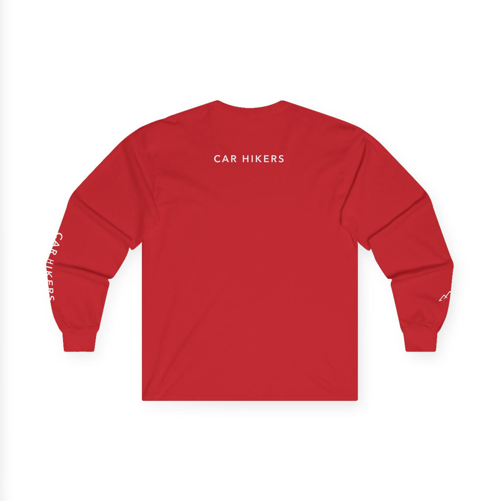 Long Sleeve Tee — Minimal Mountain 'Car Hikers' Cotton Shirt