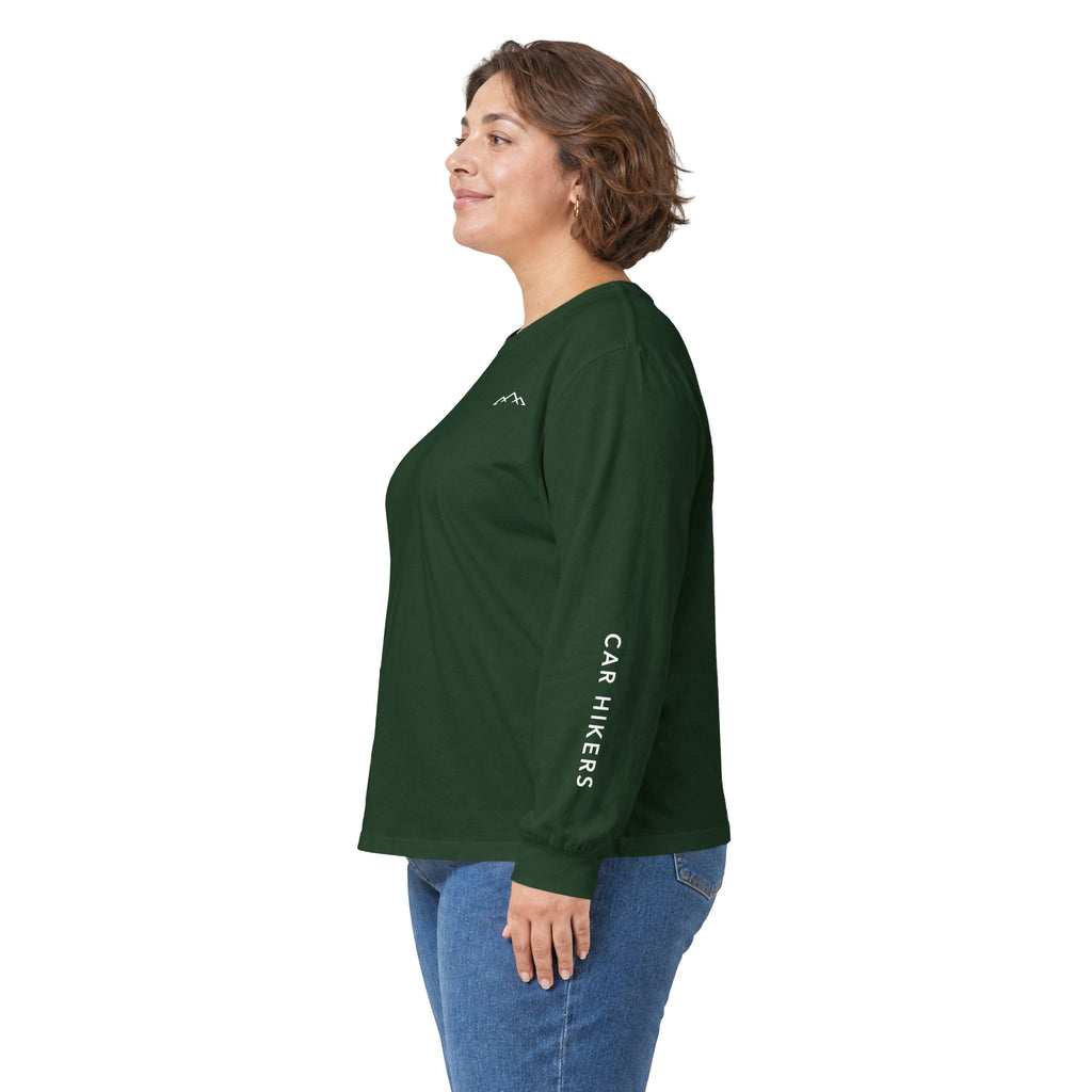 Long Sleeve Tee — Minimal Mountain 'Car Hikers' Cotton Shirt