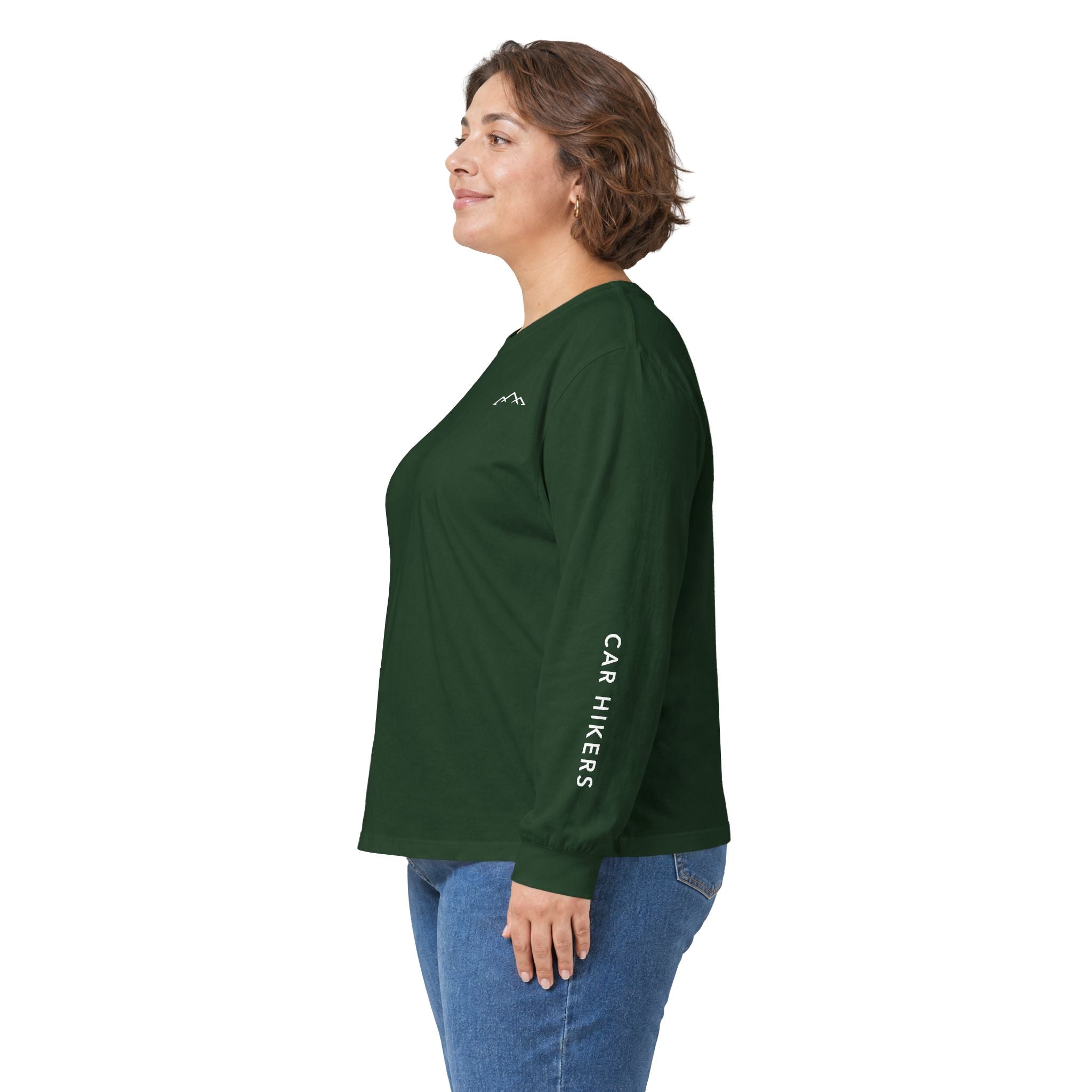 Long Sleeve Tee — Minimal Mountain 'Car Hikers' Cotton Shirt