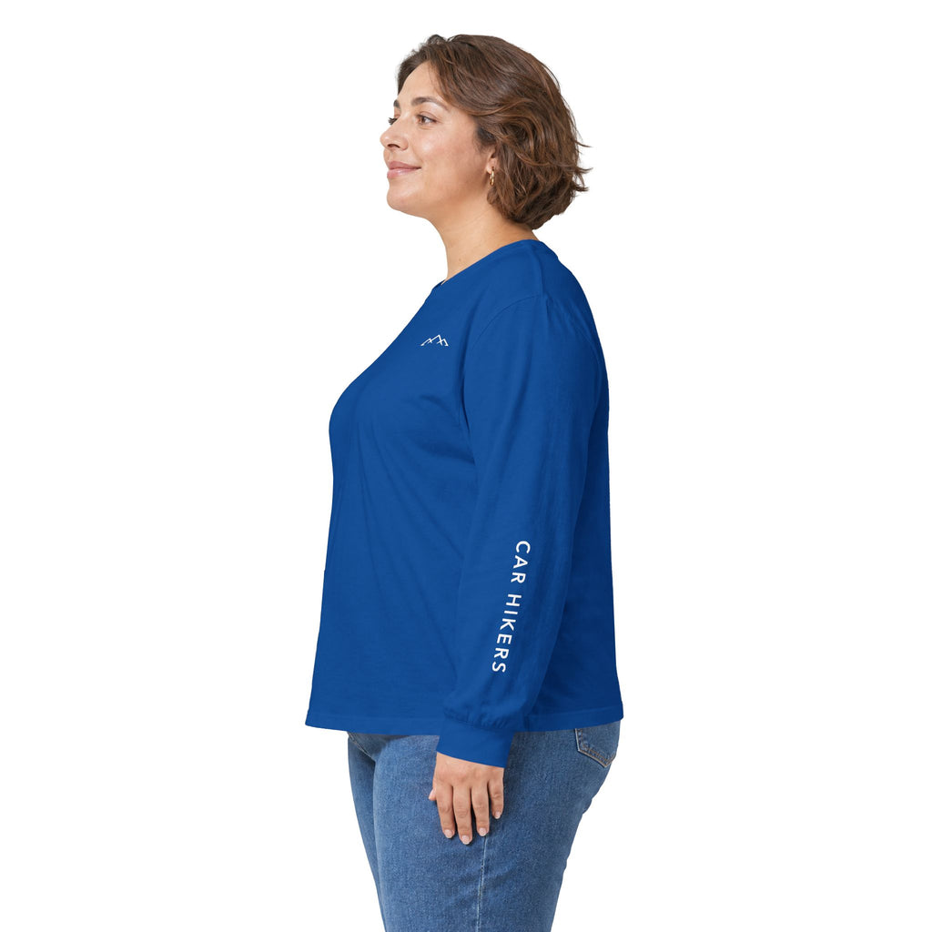Long Sleeve Tee — Minimal Mountain 'Car Hikers' Cotton Shirt